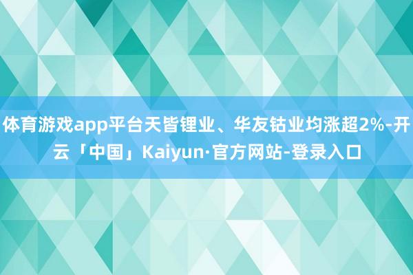 体育游戏app平台天皆锂业、华友钴业均涨超2%-开云「中国」Kaiyun·官方网站-登录入口