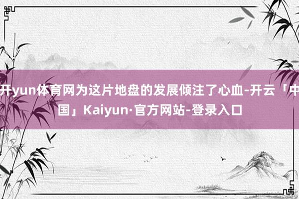 开yun体育网为这片地盘的发展倾注了心血-开云「中国」Kaiyun·官方网站-登录入口